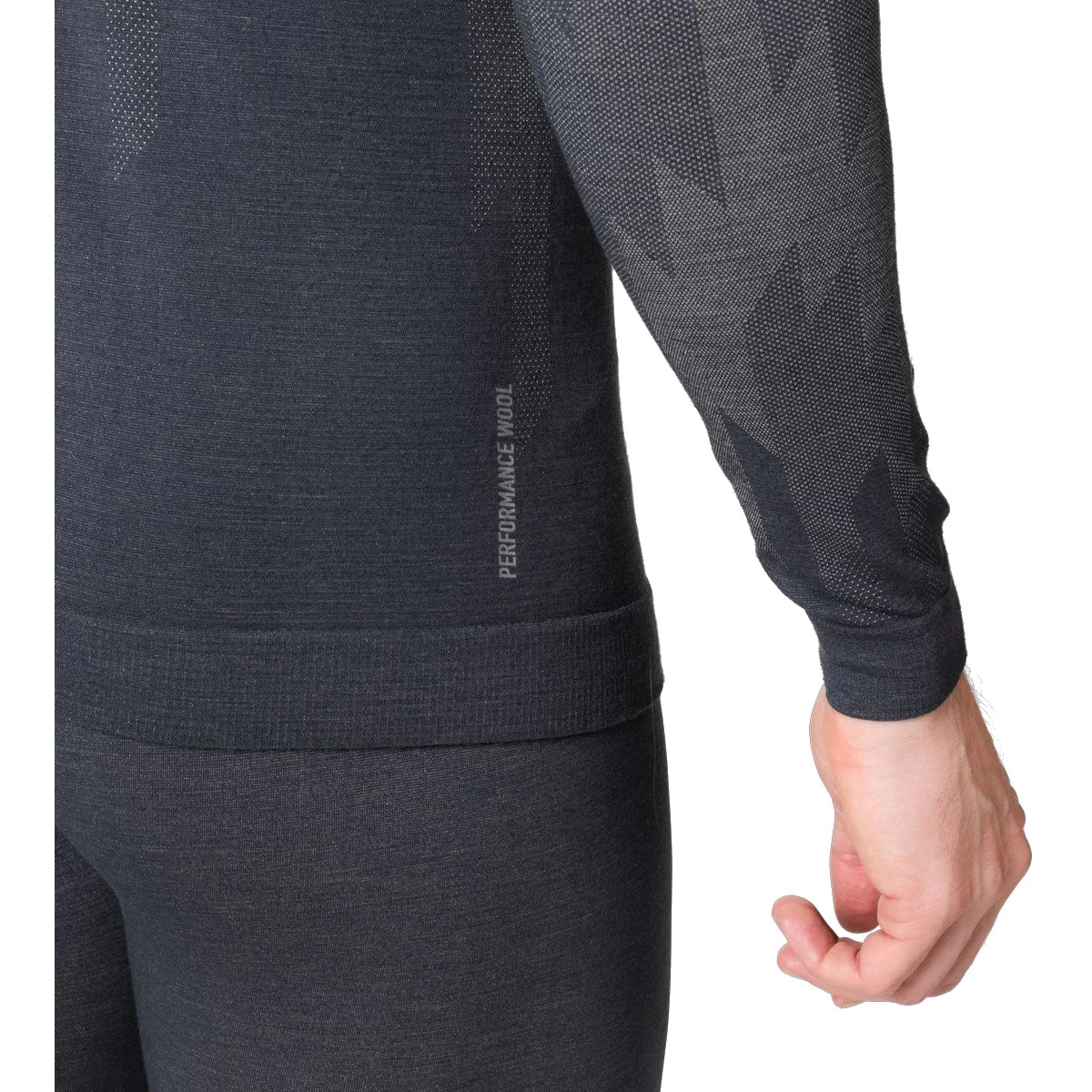 Odlo Kinship Performance Wool Warm Long-Sleeve Base Layer With Face Mask Men - India Ink Melange - Image 3