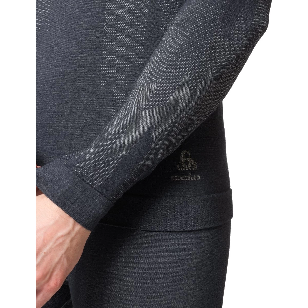 Odlo Kinship Performance Wool Warm Long-Sleeve Base Layer With Face Mask Men - India Ink Melange - Image 6
